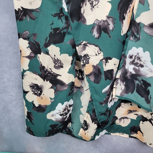 PinkBlush Green Floral Chiffon Long Plus Cover Up KIMONO Size M - Picture 10 of 11